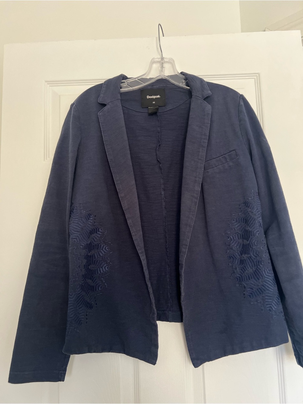 Desigual Navy 100% Cotton Lightweight Open Blazer